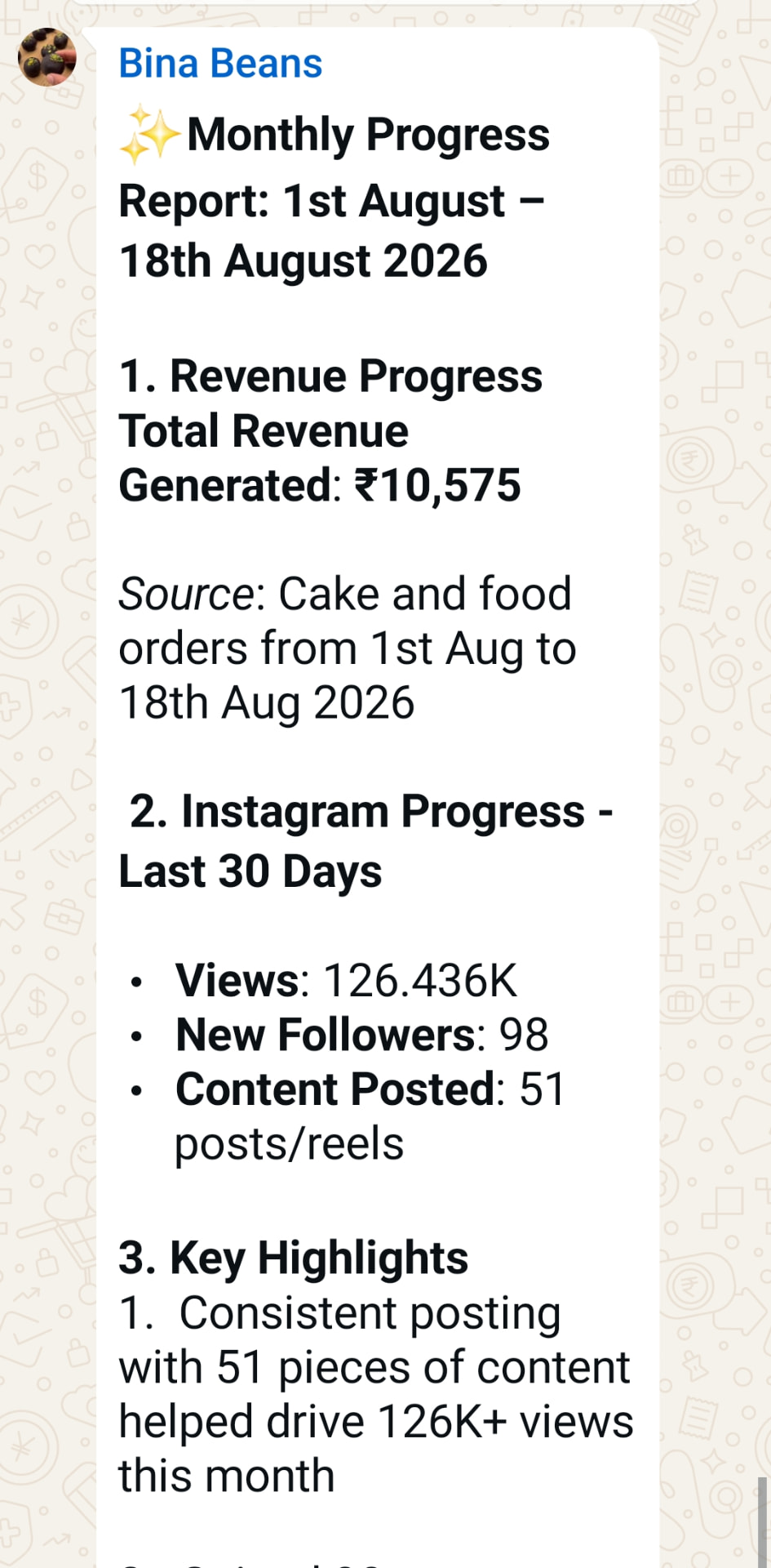 Bina Beans result screenshot